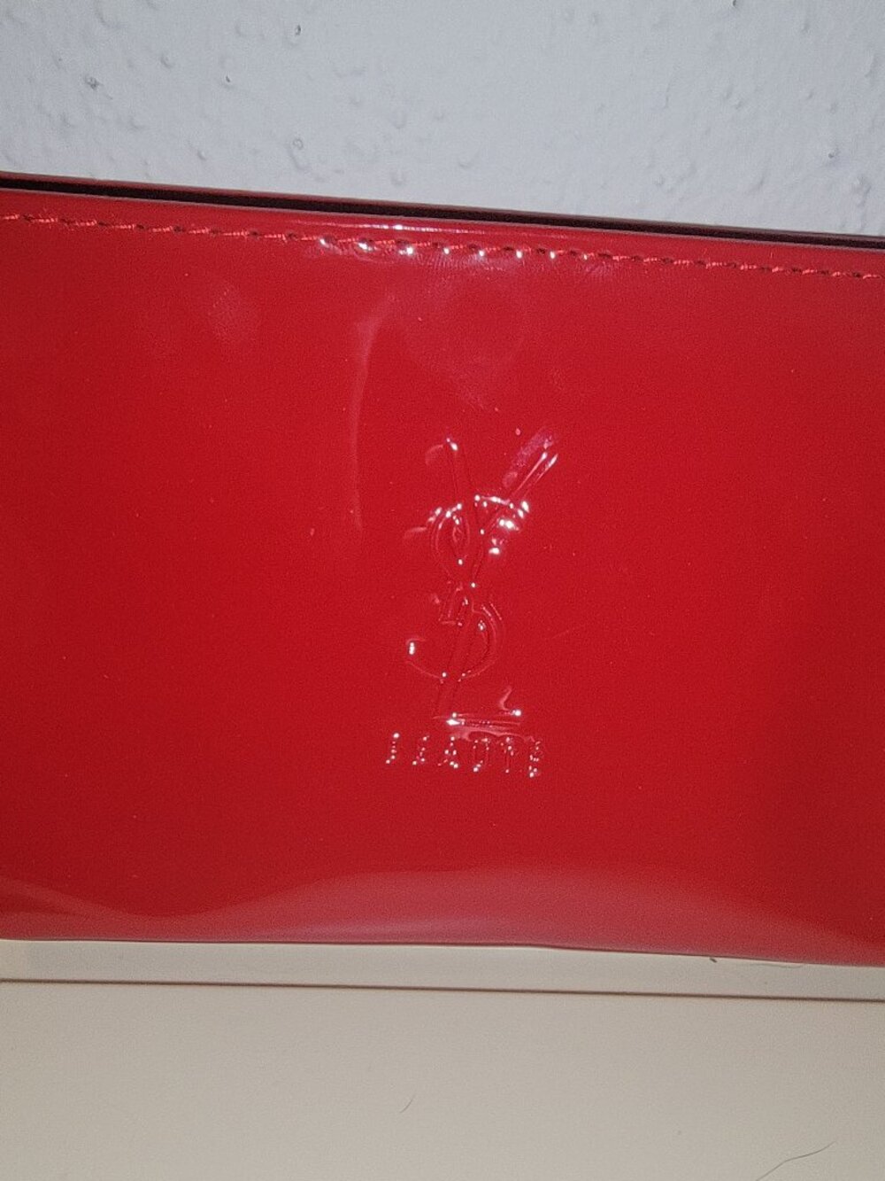 Makeup Pouch YSL Beaute Shiny RED Clutch Cosmetic